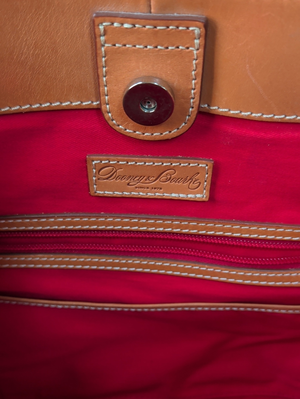 Dooney & Bourke, Midnight Blue Large Pebble Leather Tote With Rich Red Lining - Picture 5 of 16